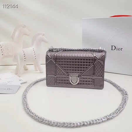 Dior DIORAMA leather Chain bag S0328 Silver grey