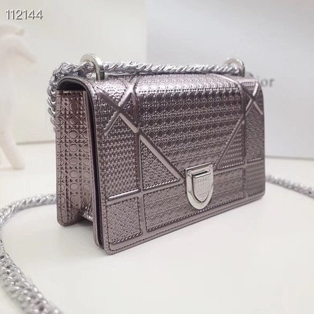 Dior DIORAMA leather Chain bag S0328 Silver grey