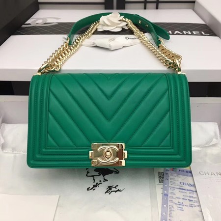 Chanel Boy Flap Shoulder Bag Original Sheepskin Leather A67086 green