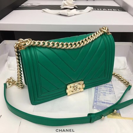 Chanel Boy Flap Shoulder Bag Original Sheepskin Leather A67086 green