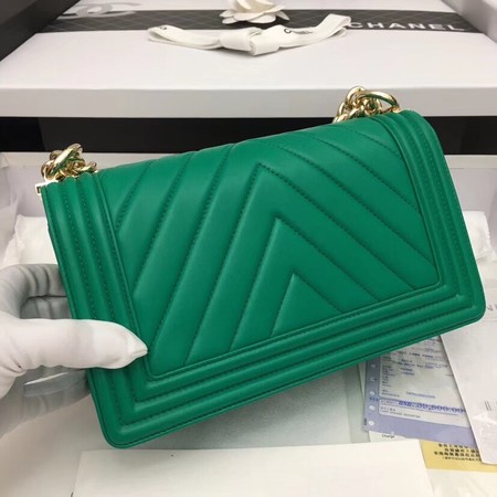 Chanel Boy Flap Shoulder Bag Original Sheepskin Leather A67086 green