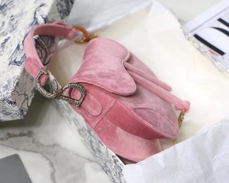 Dior MINI SADDLE BAG M447S Velvet pink