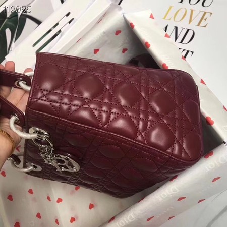 LADY DIOR LAMBSKIN BAG CAL44550 burgundy&silver-tone metal