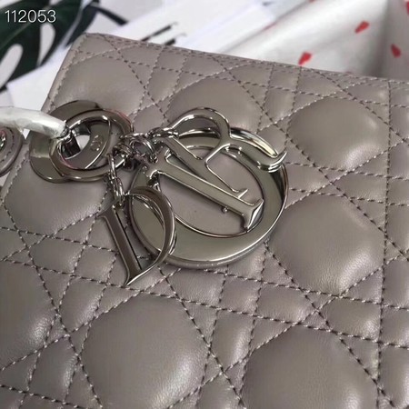 LADY DIOR LAMBSKIN BAG CAL44550 grey&silver-tone metal