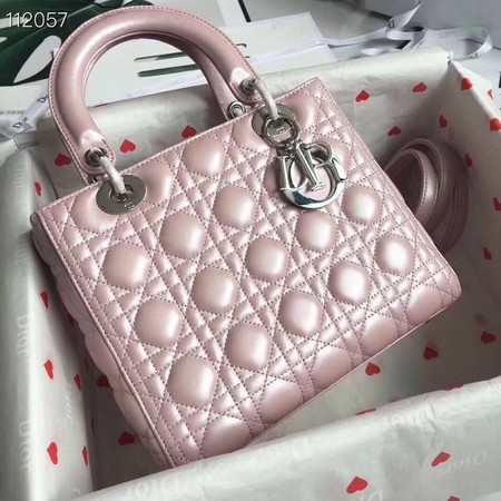 LADY DIOR LAMBSKIN BAG CAL44550 pink&silver-tone metal