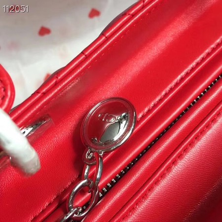 LADY DIOR LAMBSKIN BAG CAL44550 red&silver-tone metal