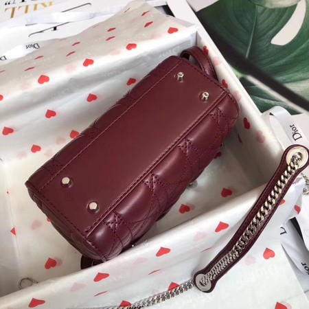 MINI LADY DIOR SATIN BAG M0505O burgundy