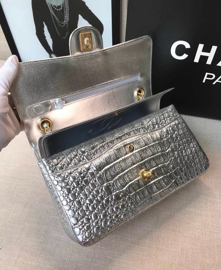 Chanel Classic Handbag Original silver & Gold-Tone Metal A01112 silver