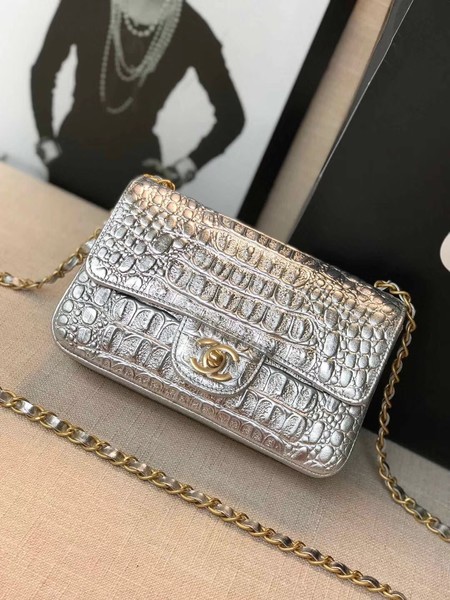 Chanel Classic Handbag Original silver & Gold-Tone Metal A01116 silver