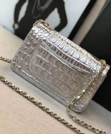 Chanel Classic Handbag Original silver & Gold-Tone Metal A01116 silver