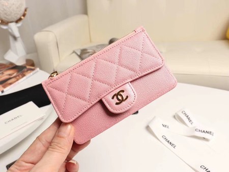 Chanel classic card holder AP0374 pink