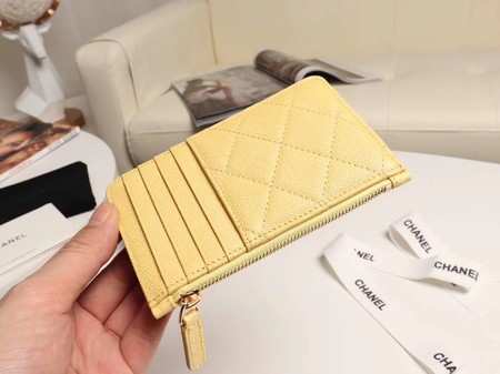 Chanel classic card holder AP0374 yellow