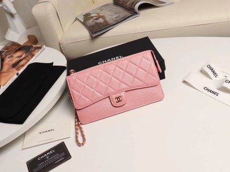 Chanel classic pouch with handle Lambskin & Gold-Tone Metal AP0364 pink