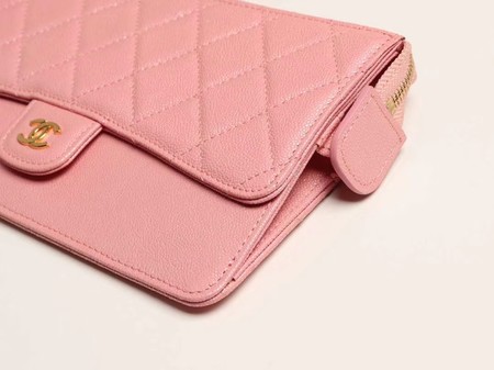 Chanel classic pouch with handle Lambskin & Gold-Tone Metal AP0364 pink