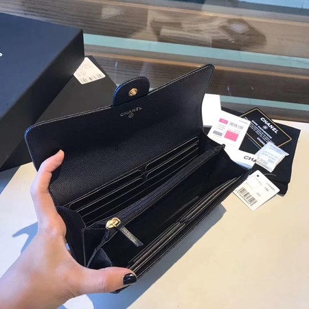Chanel long flap wallet A80759 black