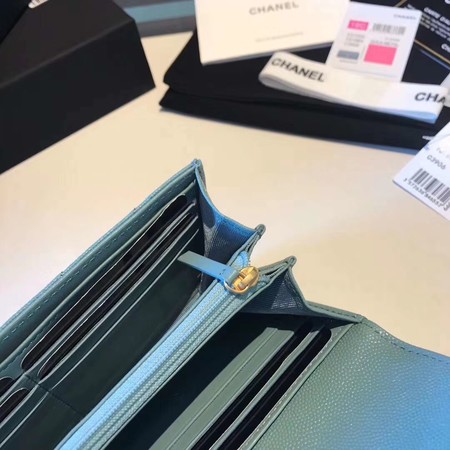 Chanel long flap wallet A80759 sky blue