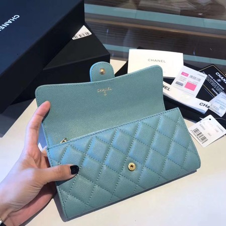 Chanel long flap wallet A80759 sky blue