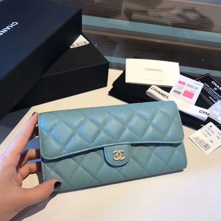 Chanel long flap wallet A80759 sky blue