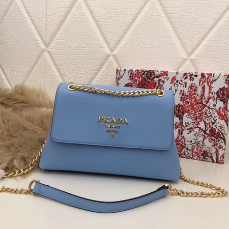 Prada Calf leather shoulder bag 82501 sky blue