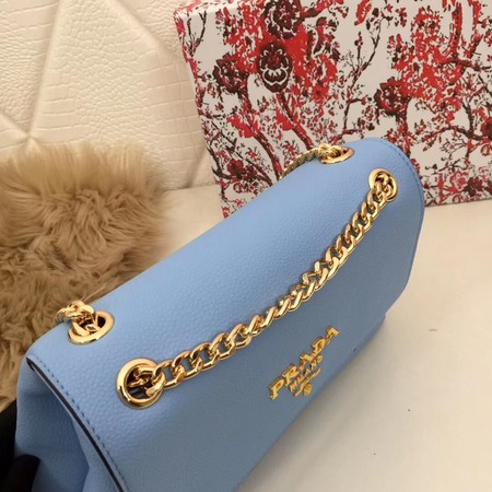 Prada Calf leather shoulder bag 82501 sky blue