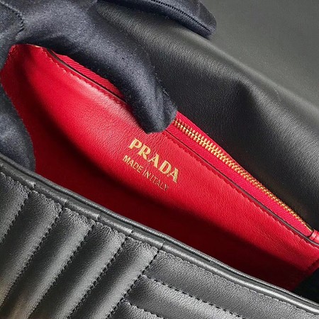 Prada Diagramme medium leather bag 1BD108 black