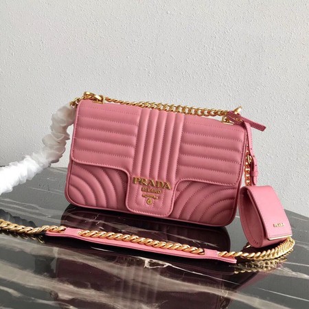 Prada Diagramme medium leather bag 1BD108 pink