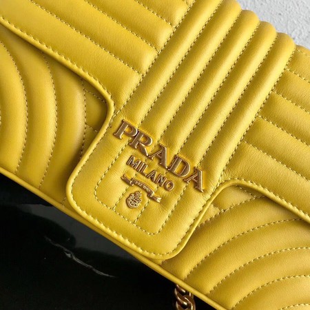 Prada Diagramme medium leather bag 1BD108 yellow