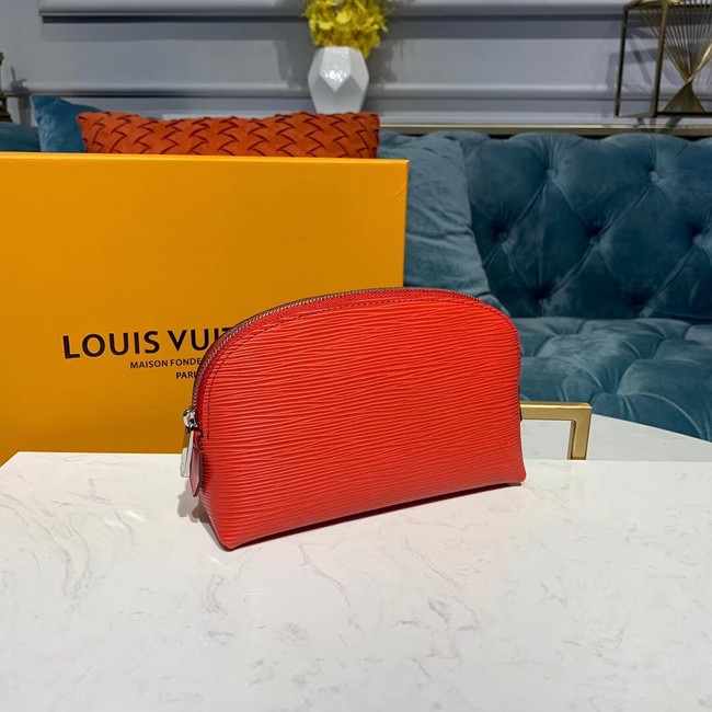 Louis vuitton original Epi Leather COSMETIC POUCH PM M52030 Coquelicot