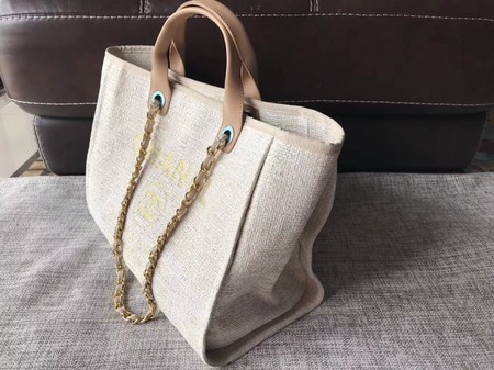 Chanel Canvas Original Leather Shoulder Shopping Bag A2369 creamy