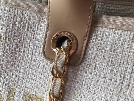 Chanel Canvas Original Leather Shoulder Shopping Bag A2369 creamy