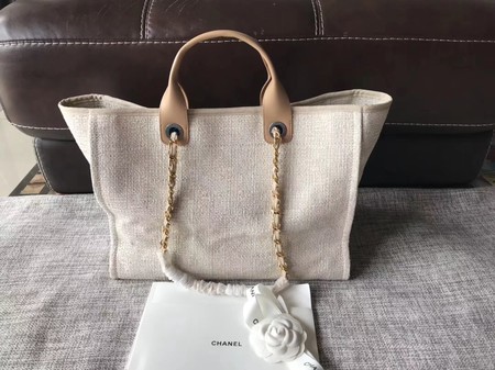 Chanel Canvas Original Leather Shoulder Shopping Bag A2369 creamy