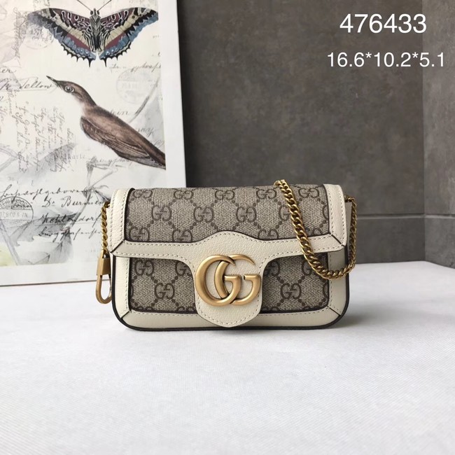 Gucci GG Supreme canvas 476433 Mini Shoulder Bag white