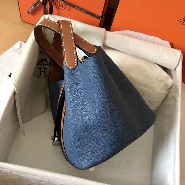 Hermes Picotin Lock PM Bags Original Leather H8688 blue&brown