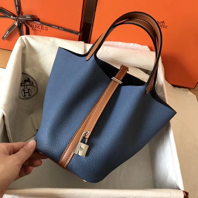 Hermes Picotin Lock PM Bags Original Leather H8688 blue&brown