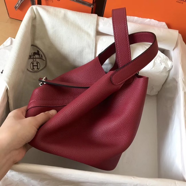 Hermes Picotin Lock PM Bags Original Leather H8688 wine red