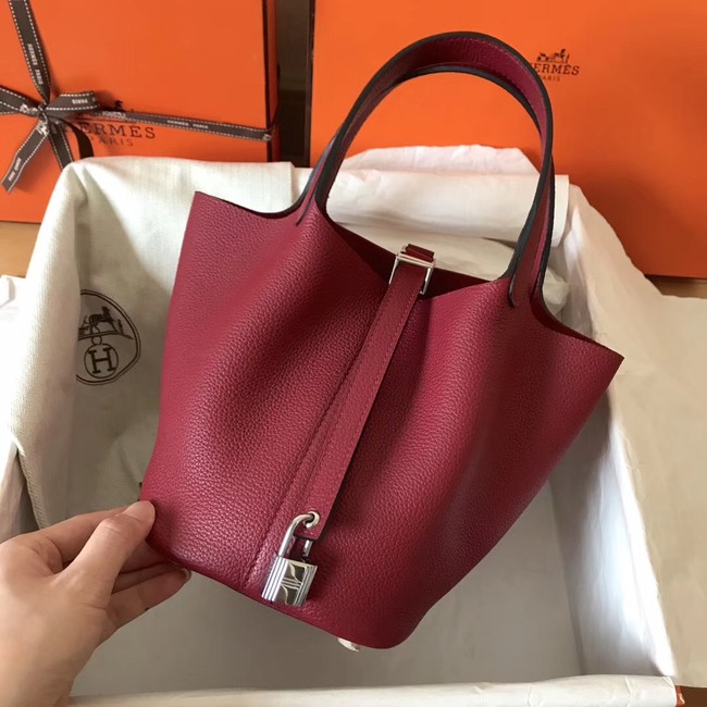 Hermes Picotin Lock PM Bags Original Leather H8688 wine red