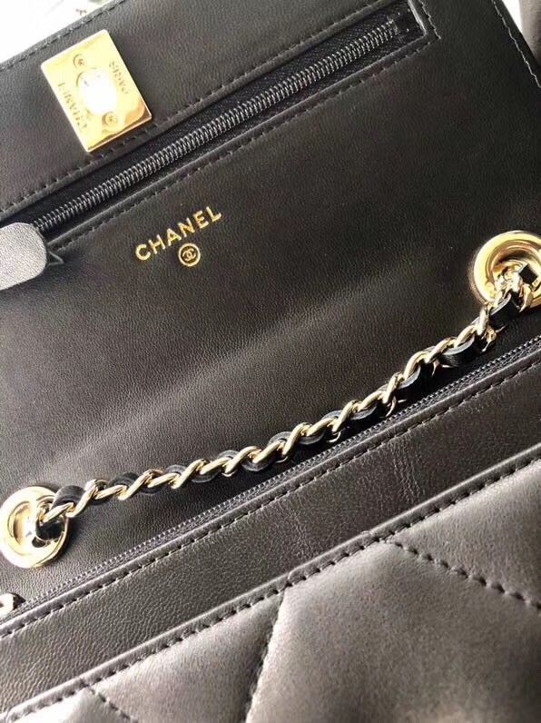 Chanel flap bag Lambskin & Gold-Tone Metal 3798 blak