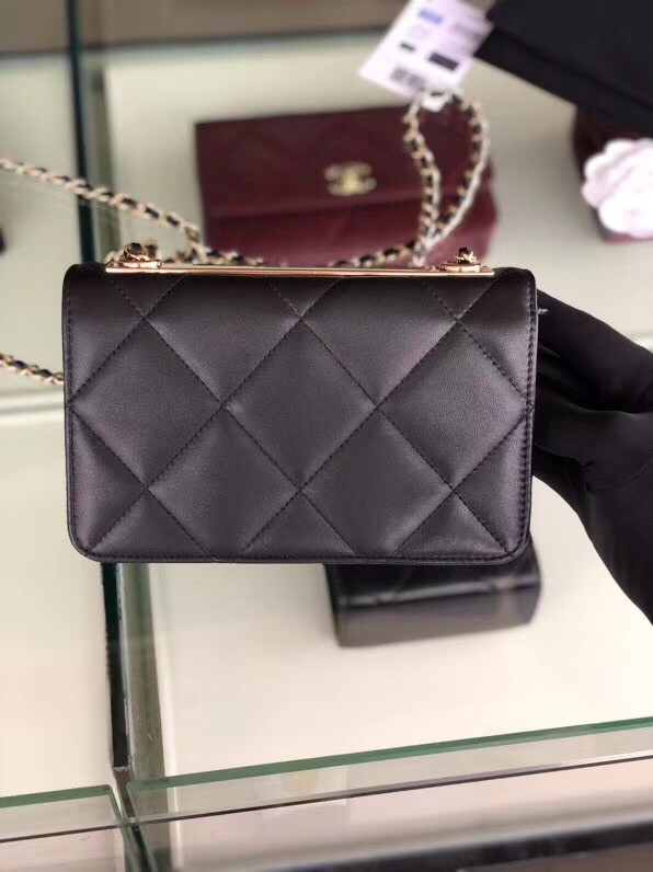 Chanel flap bag Lambskin & Gold-Tone Metal 3798 blak