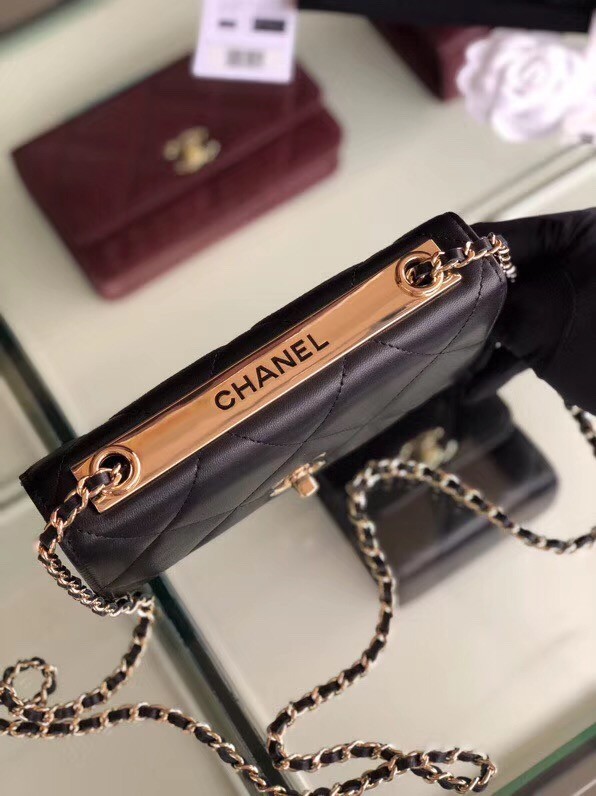 Chanel flap bag Lambskin & Gold-Tone Metal 3798 blak