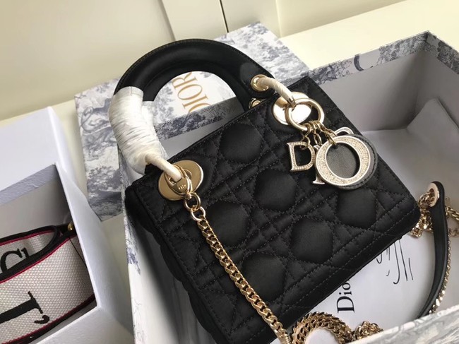 MINI LADY DIOR SATIN BAG M424 black