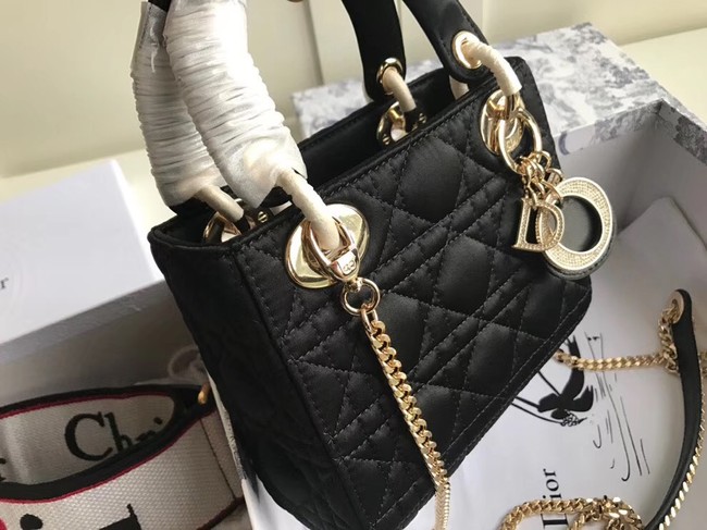 MINI LADY DIOR SATIN BAG M424 black