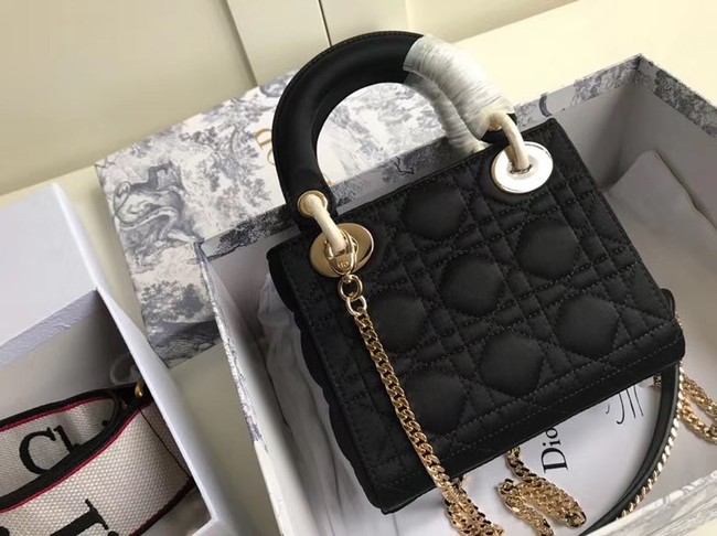 MINI LADY DIOR SATIN BAG M424 black