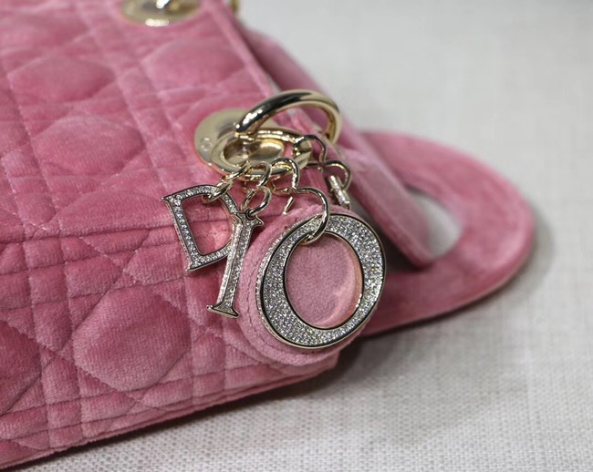 MINI LADY DIOR Velvet BAG M424 Pink