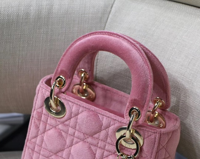 MINI LADY DIOR Velvet BAG M424 Pink