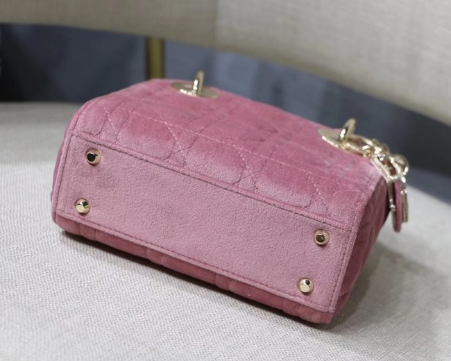 MINI LADY DIOR Velvet BAG M424 Pink