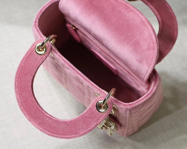 MINI LADY DIOR Velvet BAG M424 Pink