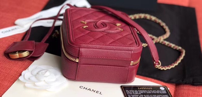 Chanel vanity case Grained Calfskin & Gold-Tone Metal AS0988 Purplish