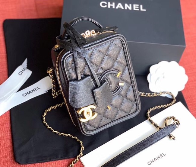 Chanel vanity case Grained Calfskin & Gold-Tone Metal AS0988 black