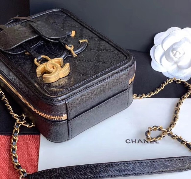 Chanel vanity case Grained Calfskin & Gold-Tone Metal AS0988 black