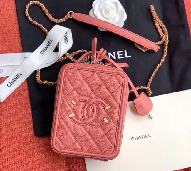 Chanel vanity case Grained Calfskin & Gold-Tone Metal AS0988 pink